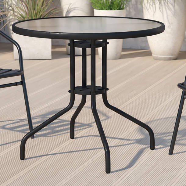 Ebern Designs Cleatrice Glass Outdoor Table Wayfair